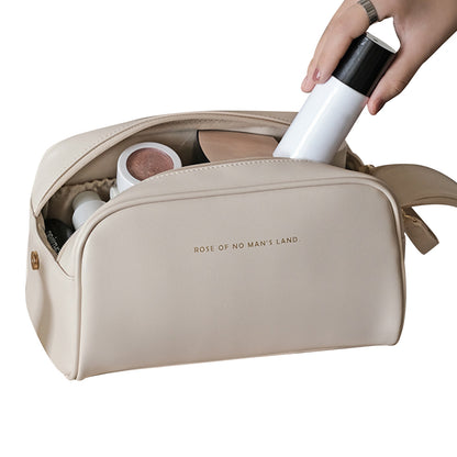 Double Zipper Cosmetic Bag Makeup Organizer Travel Toiletry Bag -White