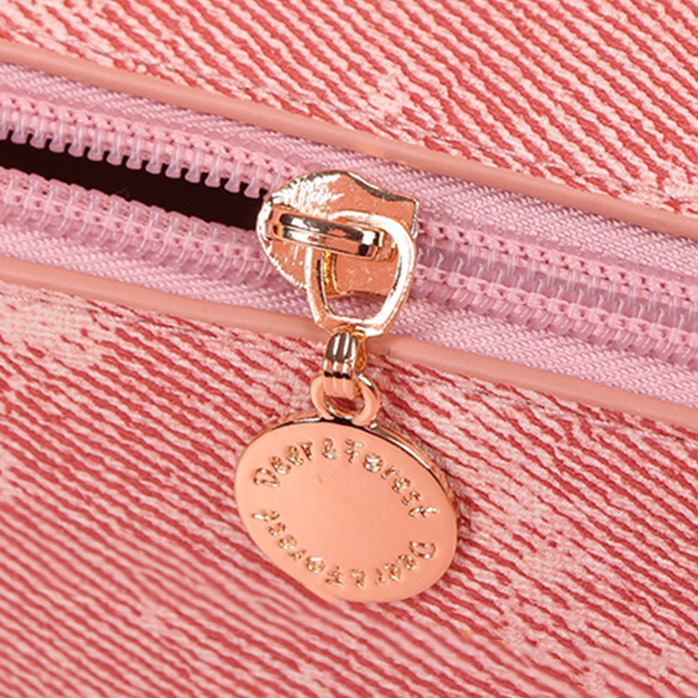 Large Opening PU Leather Makeup Bag -Pink