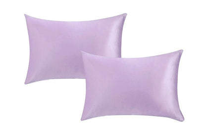 2pcs Both Sides Mulberry Silk Pillowcase Silk Pillow Case Pillow Cover with Hidden Zipper-Purple