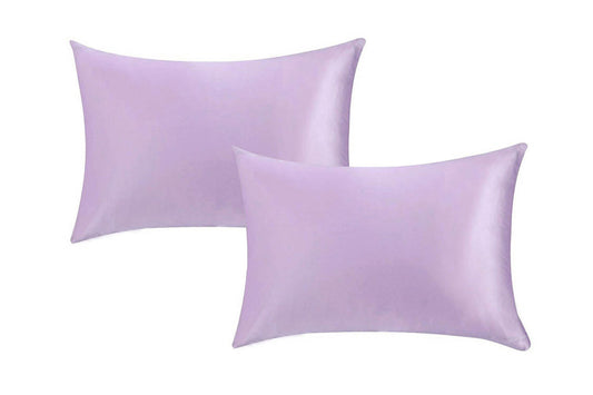 2pcs Both Sides Mulberry Silk Pillowcase Silk Pillow Case Pillow Cover with Hidden Zipper-Purple