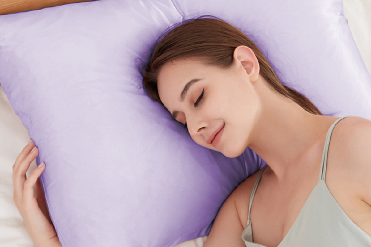 Both Sides Mulberry Silk Pillowcase Silk Pillow Case Pillow Cover with Hidden Zipper-Purple