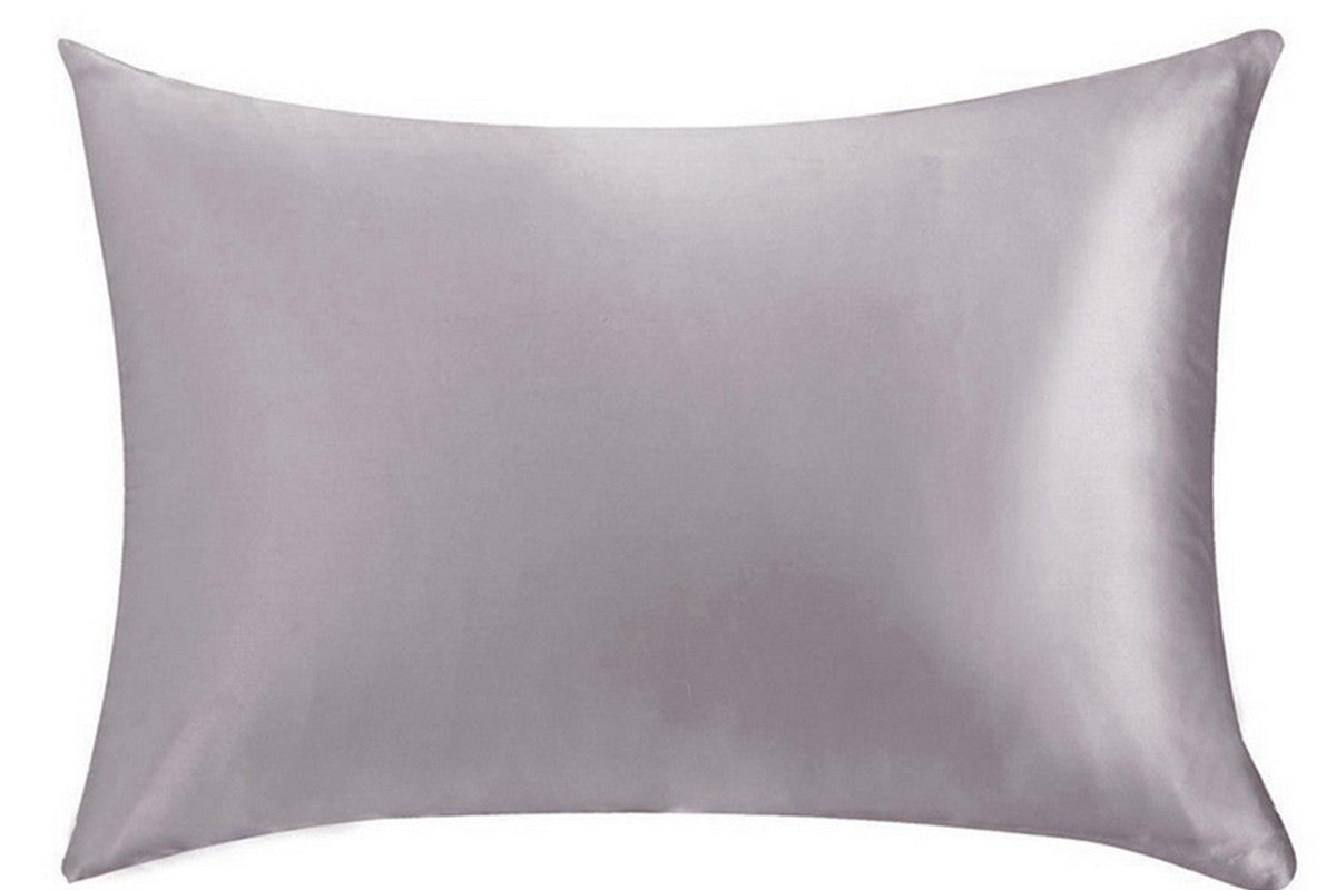 2pcs Both Sides Mulberry Silk Pillowcase Silk Pillow Case Pillow Cover with Hidden Zipper-Grey