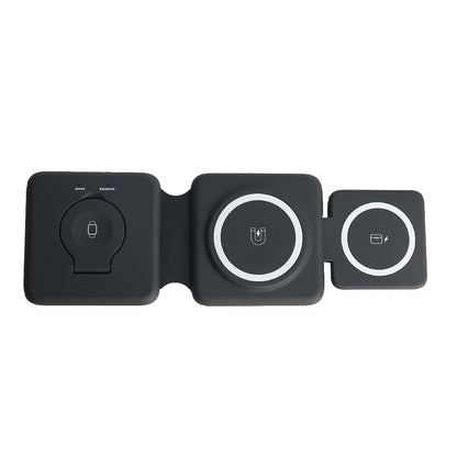 Foldable Wireless Charger 3 in 1 Magnetic Wireless Charging Station for Travel -Black
