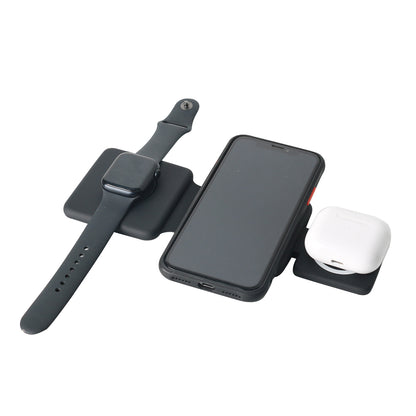 Foldable Wireless Charger 3 in 1 Magnetic Wireless Charging Station for Travel -Black