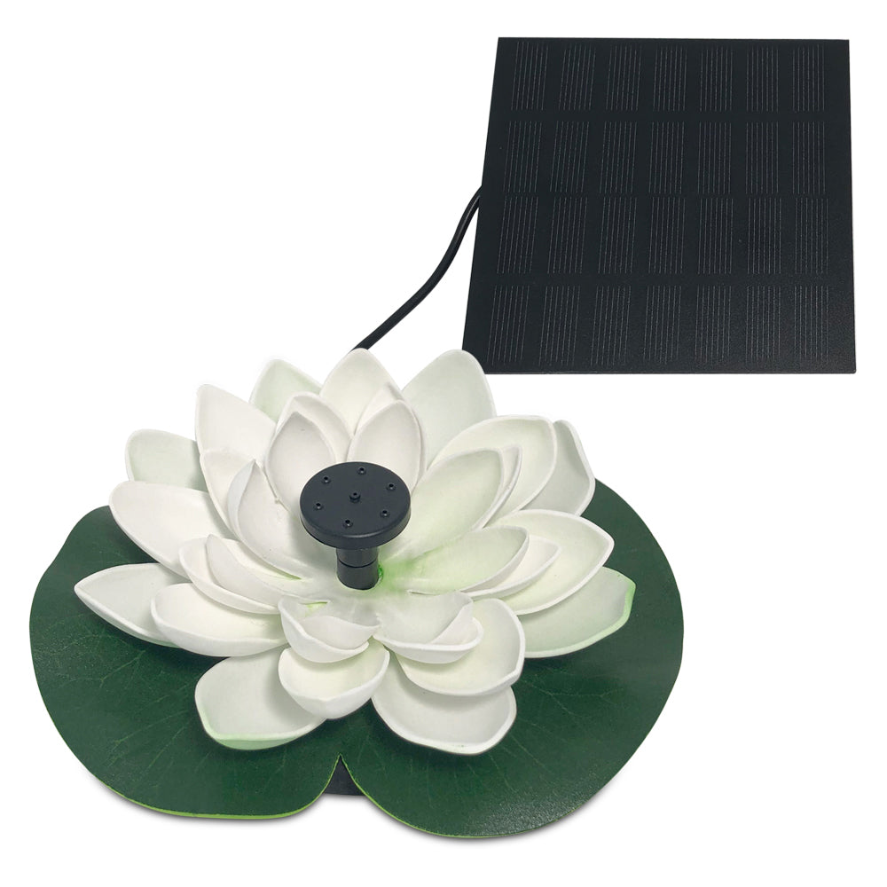 Floating Solar Pool Lights Lotus Leaf Solar Water Floating Fountain Pump with Solar Panel -White