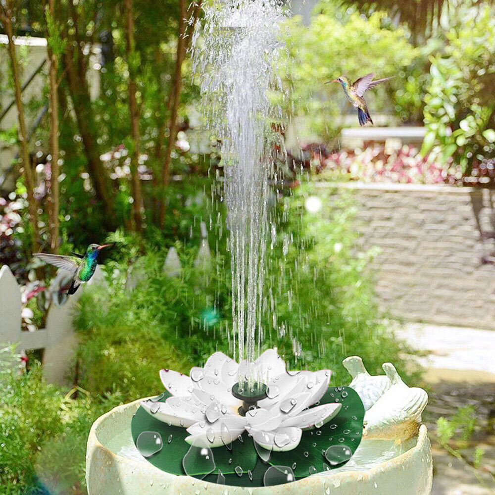 Floating Solar Pool Lights Lotus Leaf Solar Water Floating Fountain Pump with Solar Panel -White
