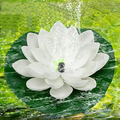 Floating Solar Pool Lights Lotus Leaf Solar Water Floating Fountain Pump with Solar Panel -White