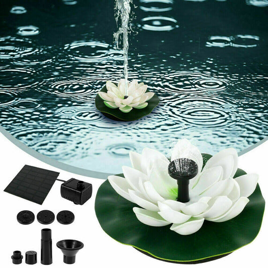 Floating Solar Pool Lights Lotus Leaf Solar Water Floating Fountain Pump with Solar Panel -White