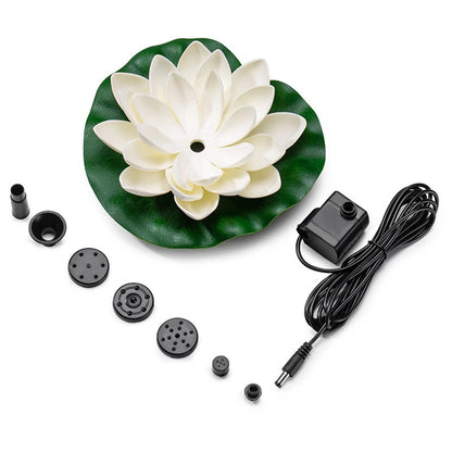 Floating Solar Pool Lights Lotus Leaf Solar Water Floating Fountain Pump with Solar Panel -White