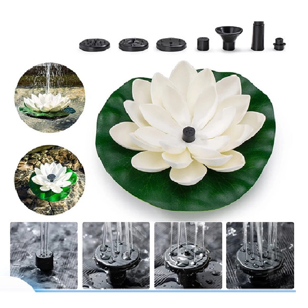 Floating Solar Pool Lights Lotus Leaf Solar Water Floating Fountain Pump with Solar Panel -White