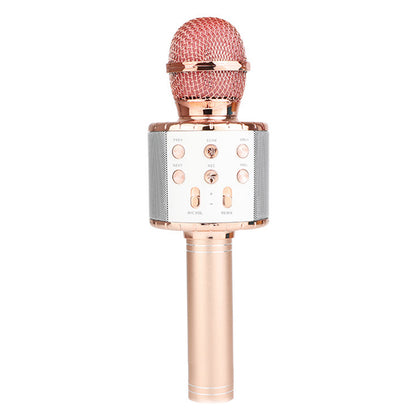 Karaoke Microphone for Kids Portable Wireless Bluetooth Singing Microphone with LED Lights -Rose Gold