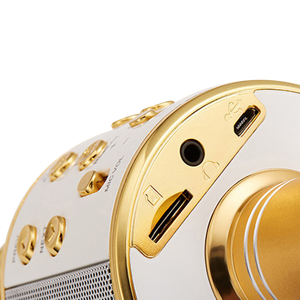 Karaoke Microphone for Kids Portable Wireless Bluetooth Singing Microphone with LED Lights -Gold