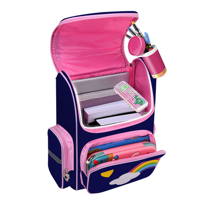 Child Kids Girls Unicorn Shoulders Backpack Travel School Bags Rucksack - Blue