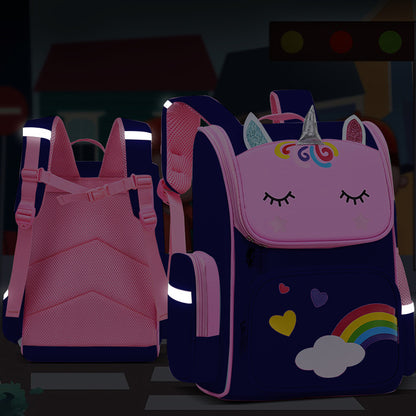 Child Kids Girls Unicorn Shoulders Backpack Travel School Bags Rucksack - Blue