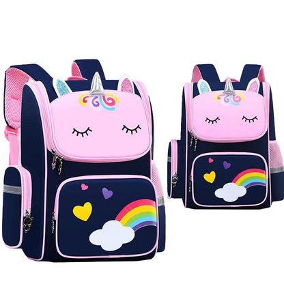 Child Kids Girls Unicorn Shoulders Backpack Travel School Bags Rucksack - Blue