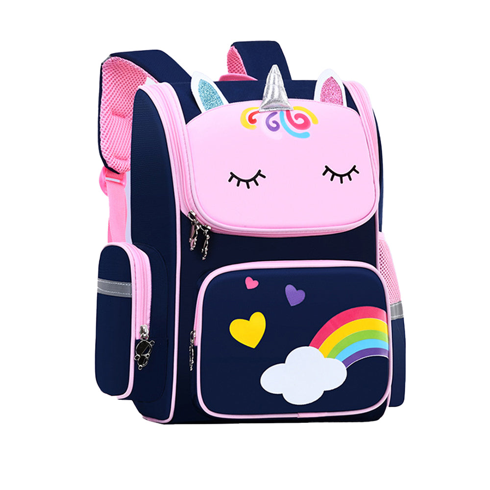 Child Kids Girls Unicorn Shoulders Backpack Travel School Bags Rucksack - Blue