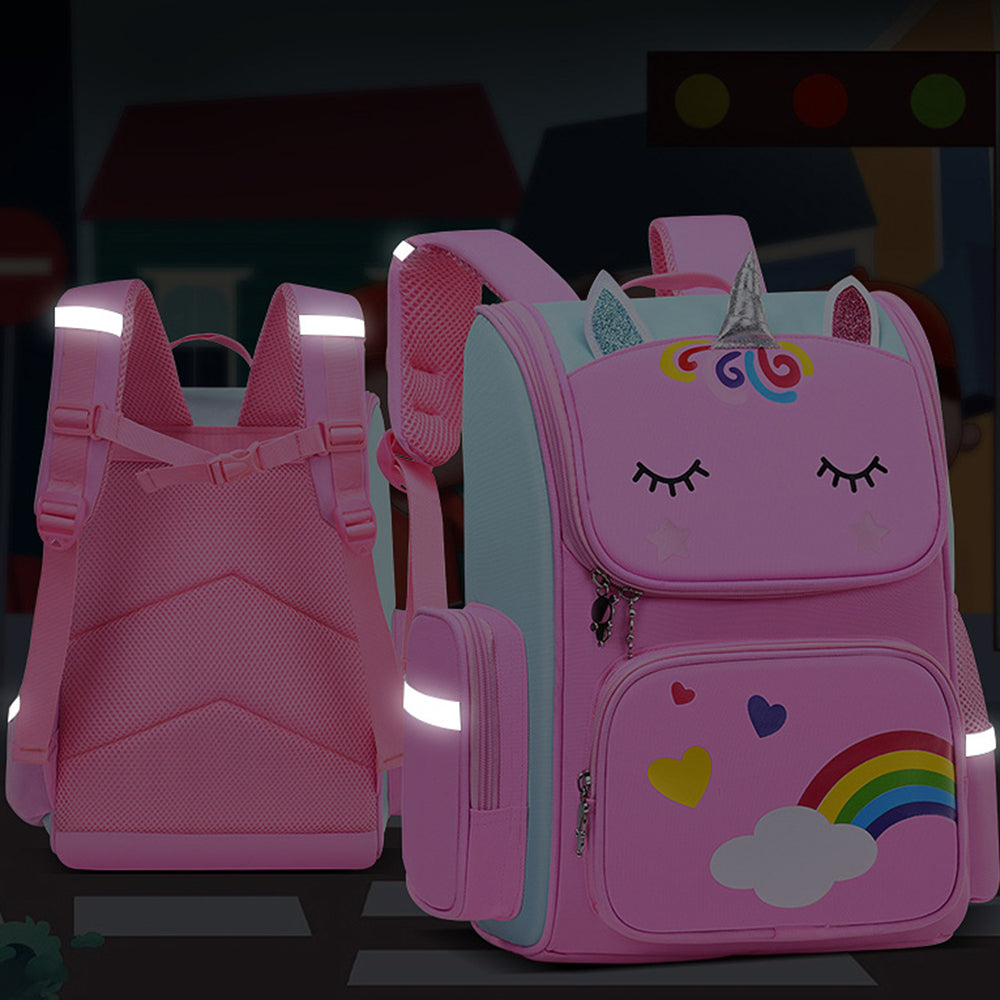 Child Kids Girls Unicorn Shoulders Backpack Travel School Bags Rucksack - Pink