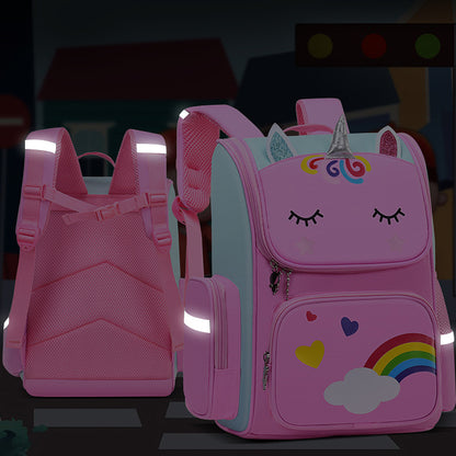 Child Kids Girls Unicorn Shoulders Backpack Travel School Bags Rucksack - Pink