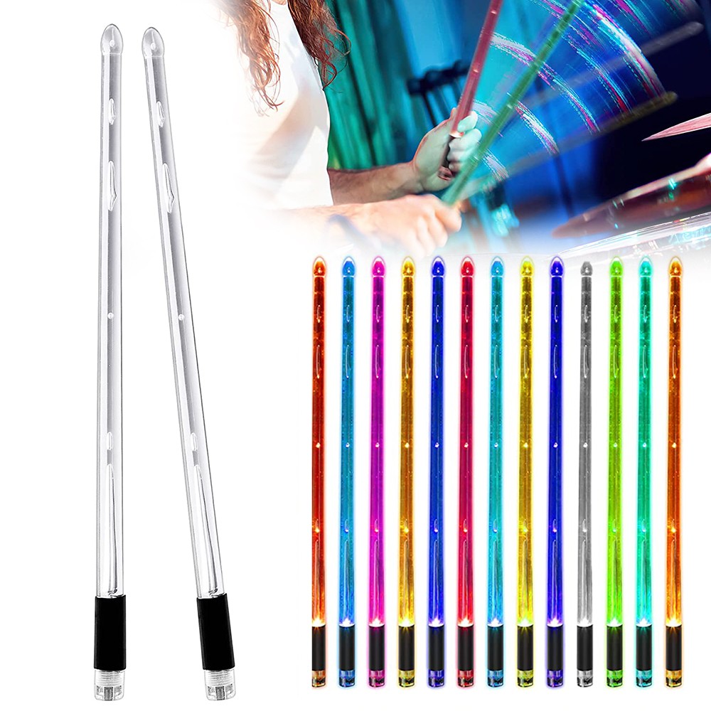 Pair of Color Changing LED Light Up Drumstick Motion Activated Glow in the Dark Rechargeable Drum Sticks