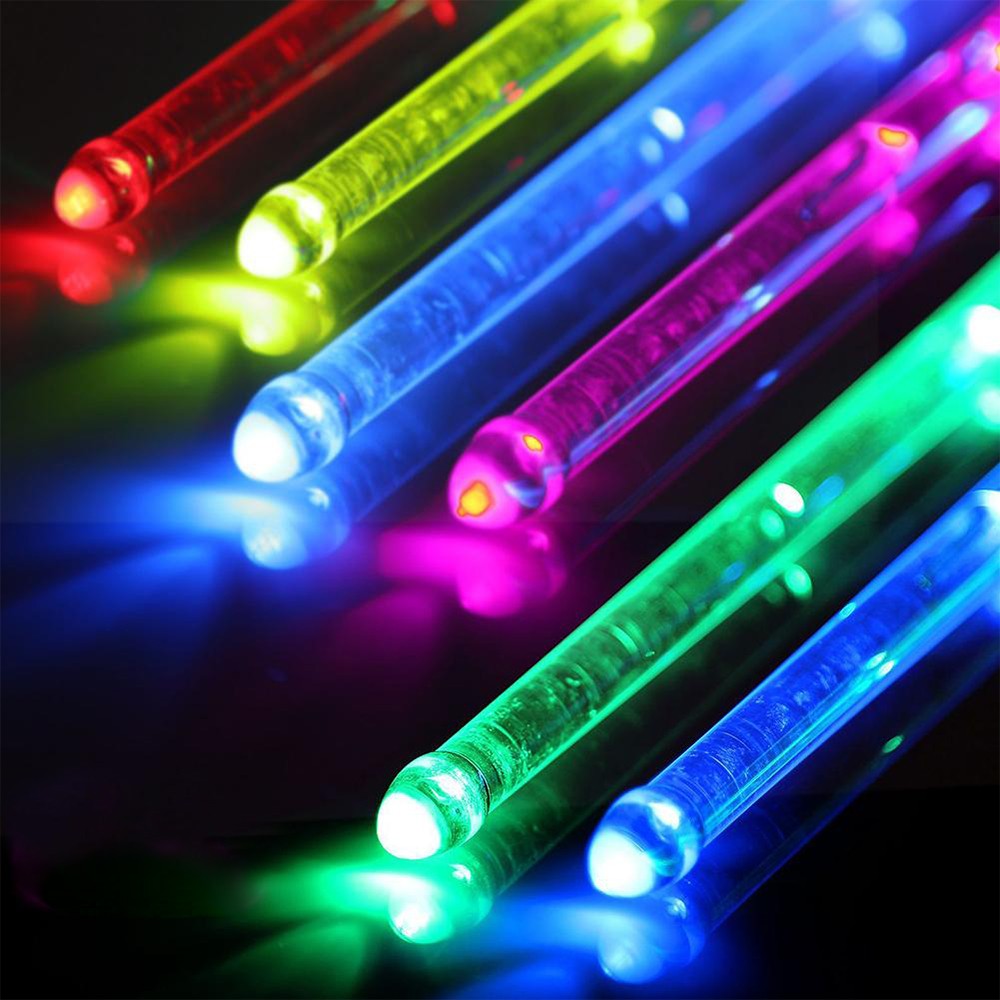 Pair of Color Changing LED Light Up Drumstick Motion Activated Glow in the Dark Rechargeable Drum Sticks