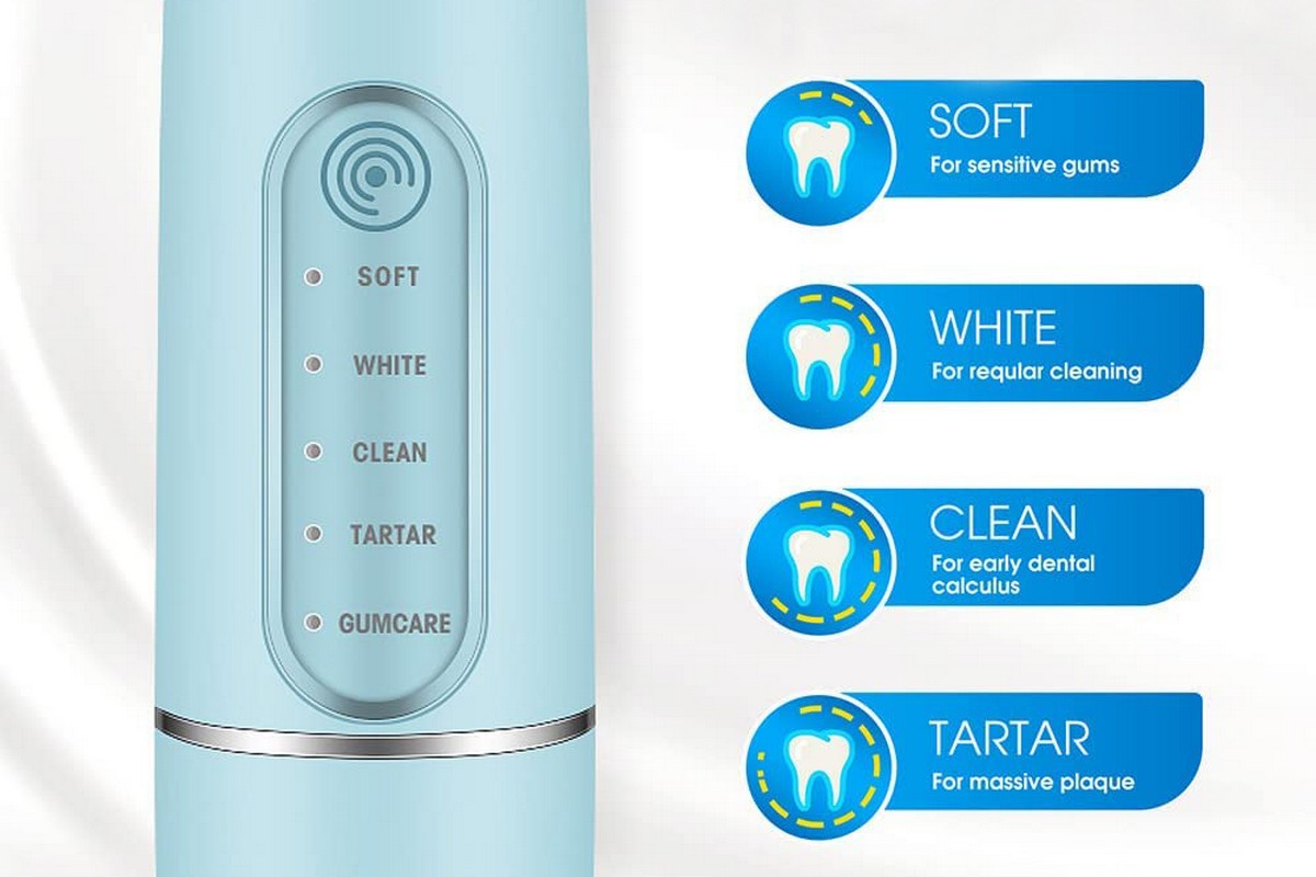 Tooth Cleaning Tool Kit Electric Dental Calculus Remover with Replaceable Clean Heads-Blue