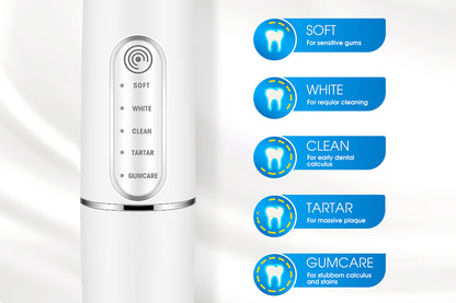 Tooth Cleaning Tool Kit Electric Dental Calculus Remover with Replaceable Clean Heads-White