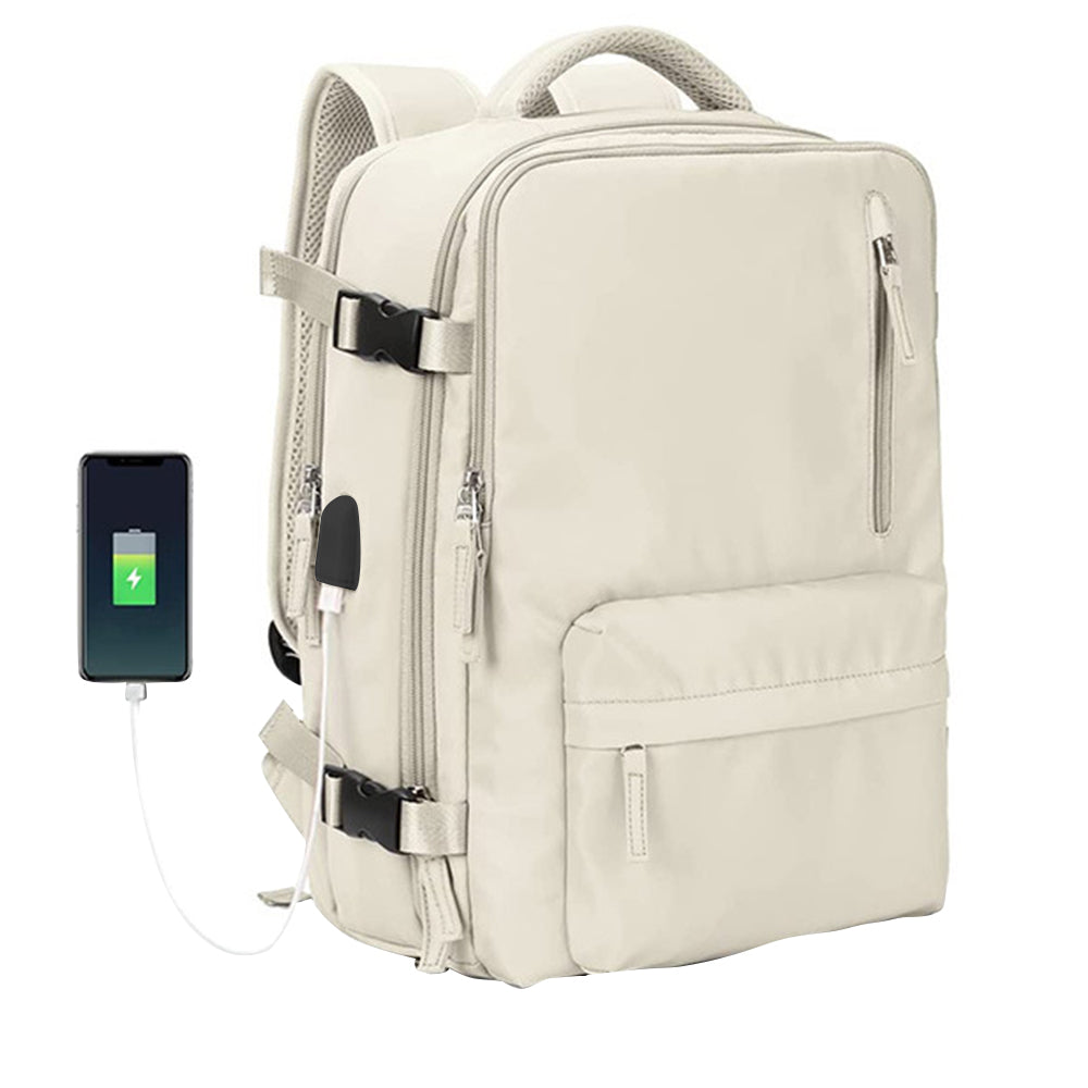 Gym Duffle Bag Sport Backpack Rucksack Shoulder Bag for Travel Hiking Camping with Shoe Compartment -Beige