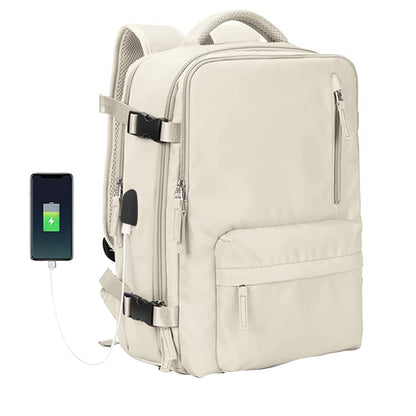 Gym Duffle Bag Sport Backpack Rucksack Shoulder Bag for Travel Hiking Camping with Shoe Compartment -Beige