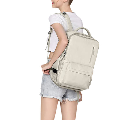 Gym Duffle Bag Sport Backpack Rucksack Shoulder Bag for Travel Hiking Camping with Shoe Compartment -Beige