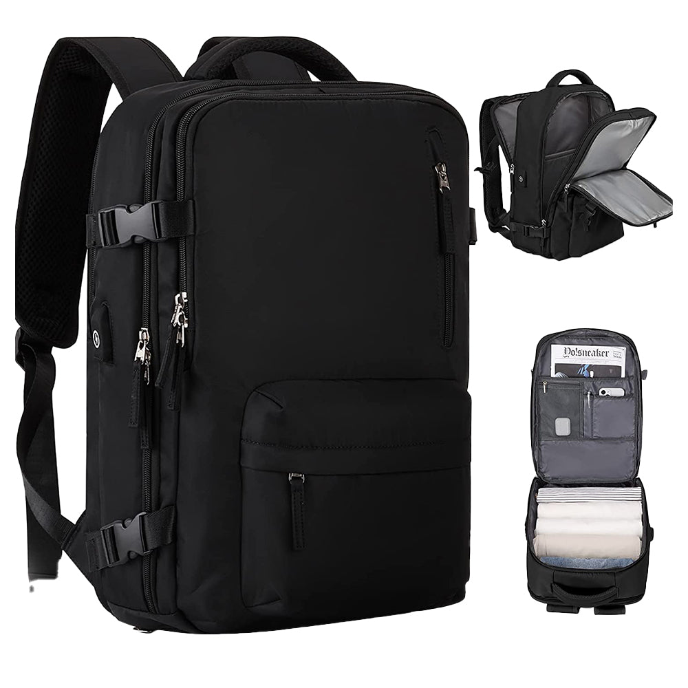 Gym Duffle Bag Sport Backpack Rucksack Shoulder Bag for Travel Hiking Camping with Shoe Compartment -Black