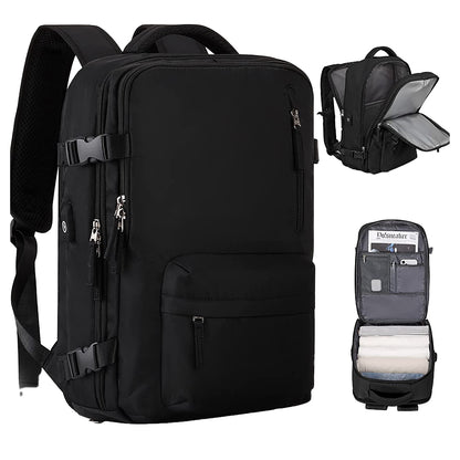 Gym Duffle Bag Sport Backpack Rucksack Shoulder Bag for Travel Hiking Camping with Shoe Compartment -Black