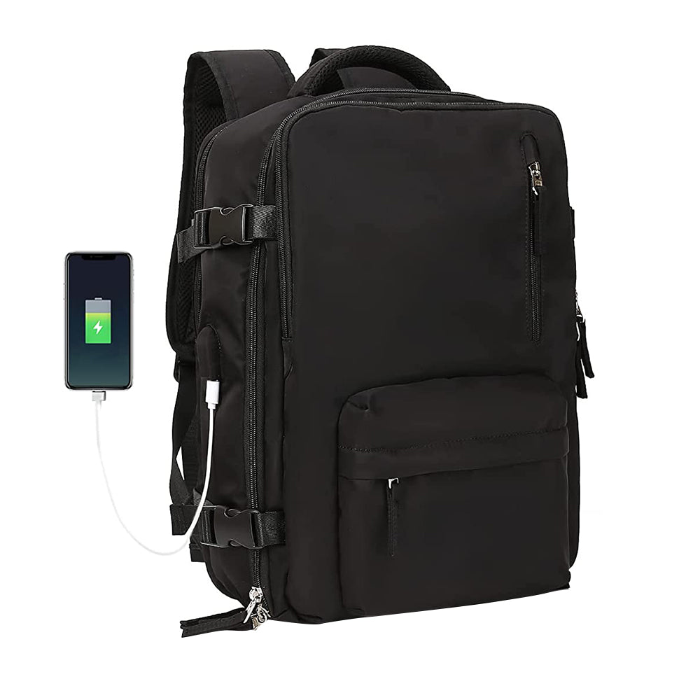 Gym Duffle Bag Sport Backpack Rucksack Shoulder Bag for Travel Hiking Camping with Shoe Compartment -Black