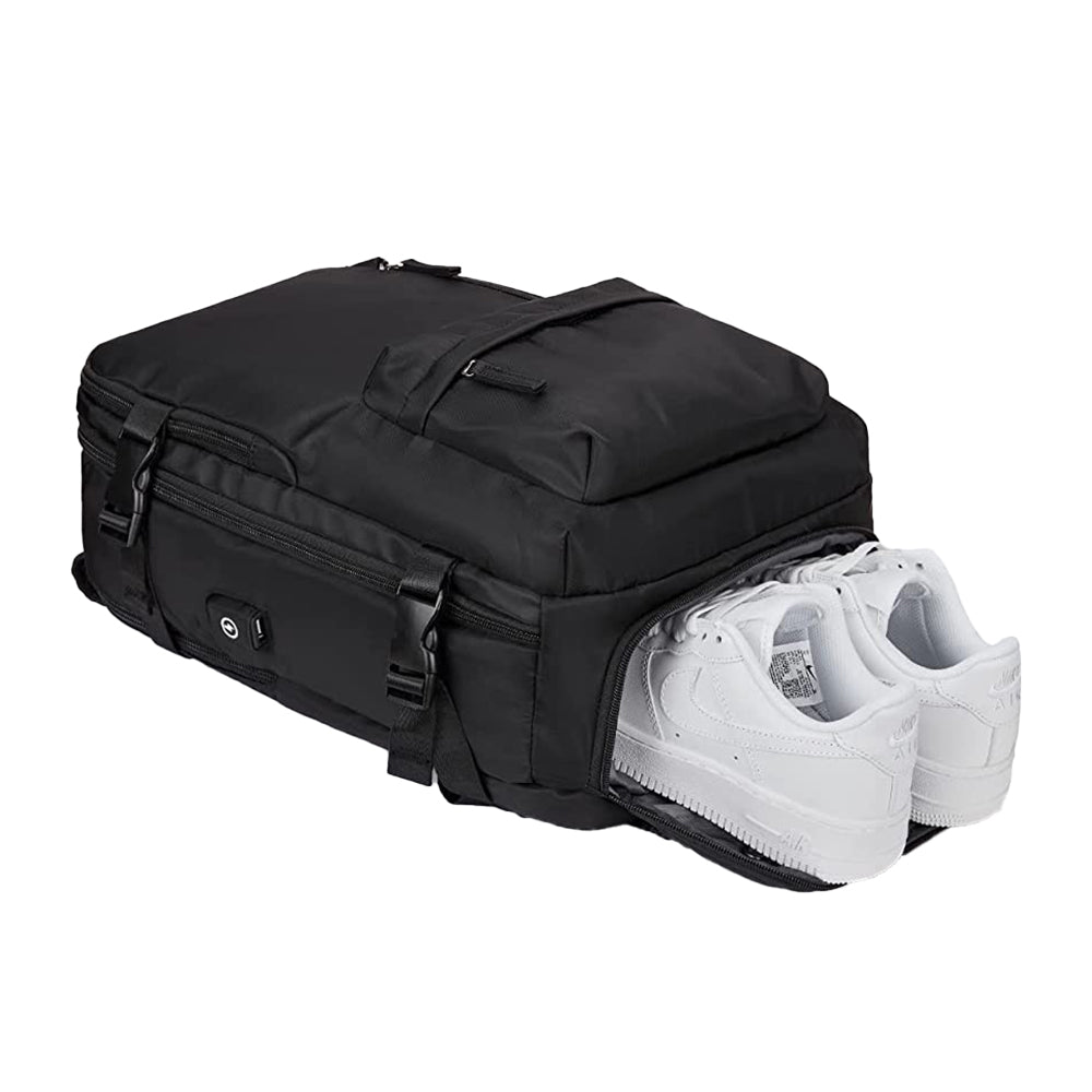 Gym Duffle Bag Sport Backpack Rucksack Shoulder Bag for Travel Hiking Camping with Shoe Compartment -Black