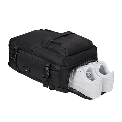 Gym Duffle Bag Sport Backpack Rucksack Shoulder Bag for Travel Hiking Camping with Shoe Compartment -Black