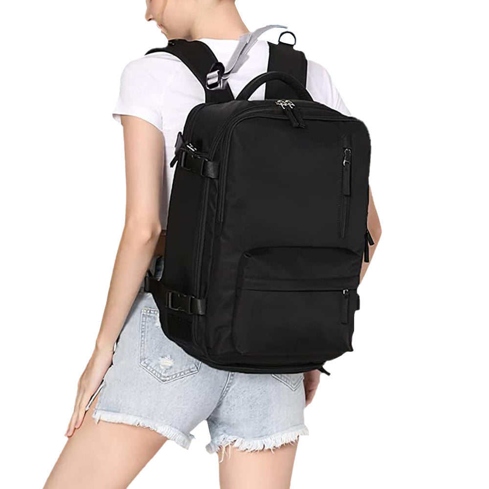 Gym Duffle Bag Sport Backpack Rucksack Shoulder Bag for Travel Hiking Camping with Shoe Compartment -Black