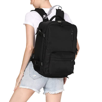 Gym Duffle Bag Sport Backpack Rucksack Shoulder Bag for Travel Hiking Camping with Shoe Compartment -Black