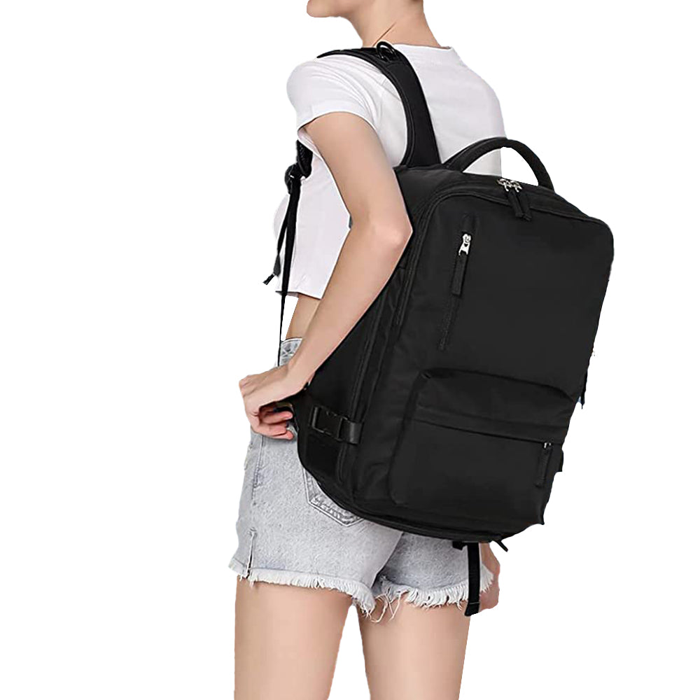 Gym Duffle Bag Sport Backpack Rucksack Shoulder Bag for Travel Hiking Camping with Shoe Compartment -Black