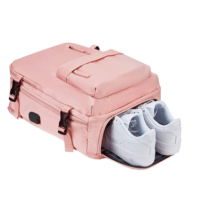 Gym Duffle Bag Sport Backpack Rucksack Shoulder Bag for Travel Hiking Camping with Shoe Compartment -Pink
