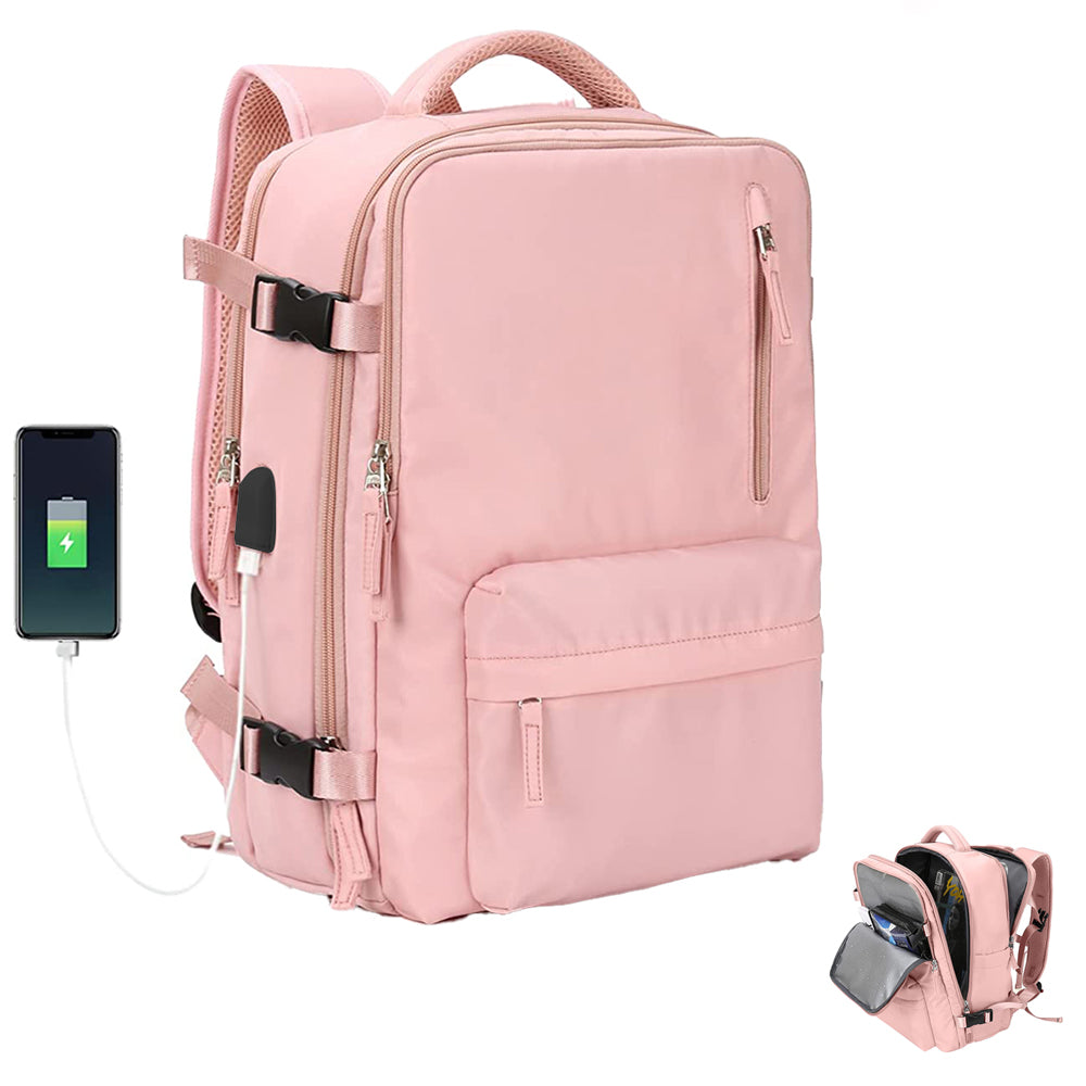 Gym Duffle Bag Sport Backpack Rucksack Shoulder Bag for Travel Hiking Camping with Shoe Compartment -Pink