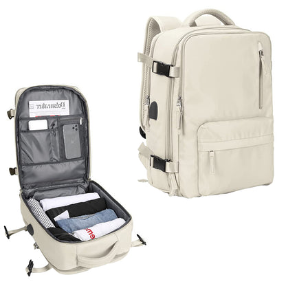 Gym Duffle Bag Sport Backpack Rucksack Shoulder Bag for Travel Hiking Camping with Shoe Compartment -Beige