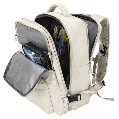 Gym Duffle Bag Sport Backpack Rucksack Shoulder Bag for Travel Hiking Camping with Shoe Compartment -Beige