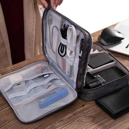 Cable Organizer Bag Charger USB Electronic Accessories Storage Travel Case -Black