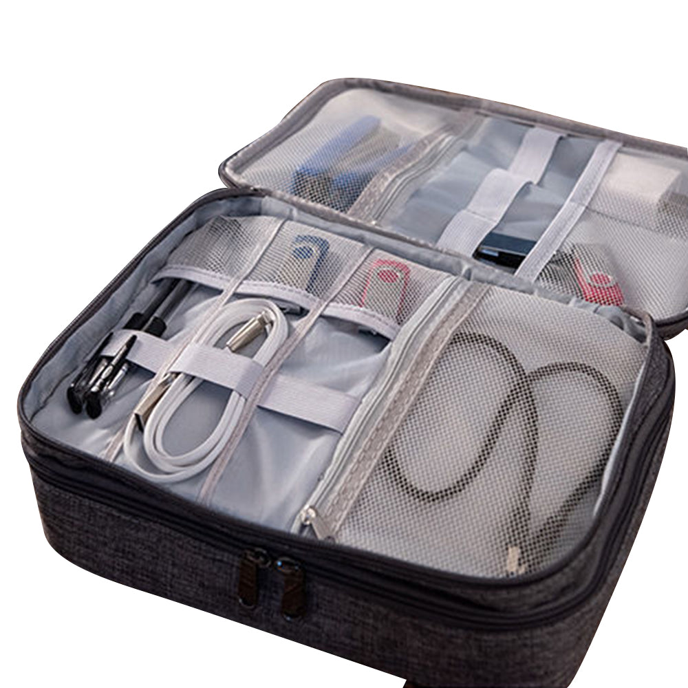 Cable Organizer Bag Charger USB Electronic Accessories Storage Travel Case -Black