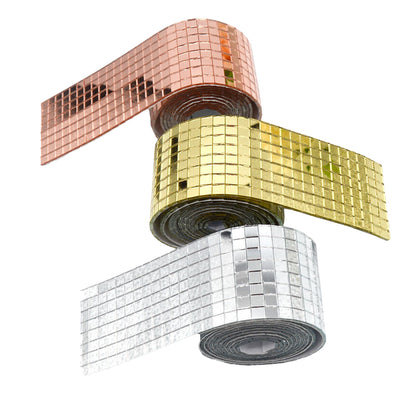 Mini Mosaic Tiles Self-Adhesive Square Mirror Glass DIY Home Wall Sticker Decors -Silver