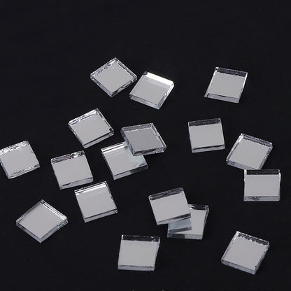 Mini Mosaic Tiles Self-Adhesive Square Mirror Glass DIY Home Wall Sticker Decors -Silver