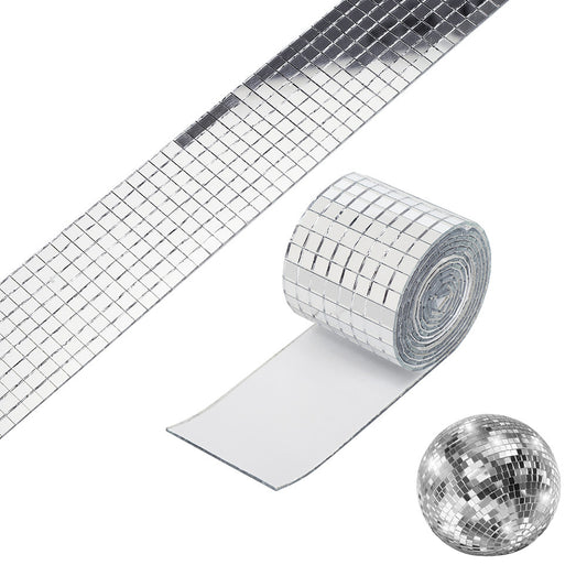 Mini Mosaic Tiles Self-Adhesive Square Mirror Glass DIY Home Wall Sticker Decors -Silver