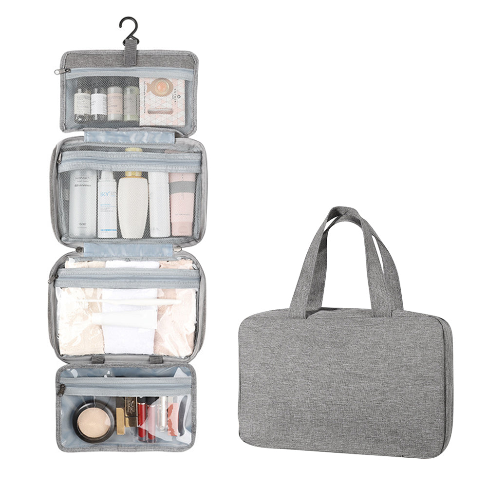 Large Capacity Toiletry Bag Travel Bag with Hanging Hook -Grey