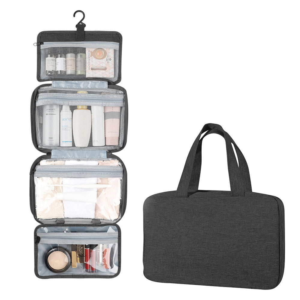 Large Capacity Toiletry Bag Travel Bag with Hanging Hook -Black