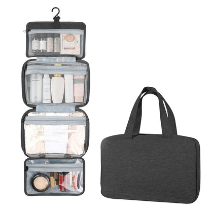 Large Capacity Toiletry Bag Travel Bag with Hanging Hook -Black