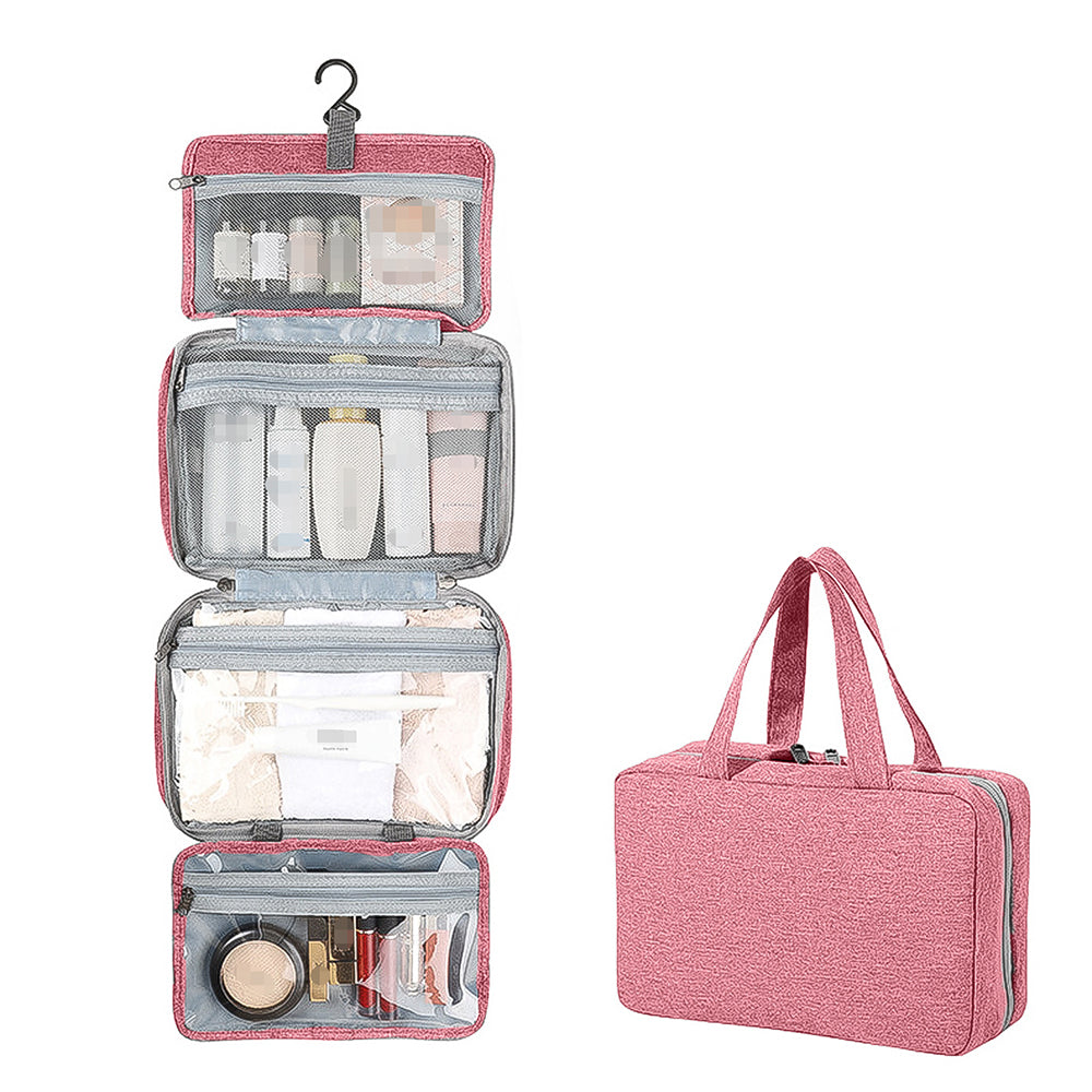 Large Capacity Toiletry Bag Travel Bag with Hanging Hook -Pink